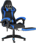Gaming Chair with Footrest High Back Ergonomic Recliner - Blue-Black