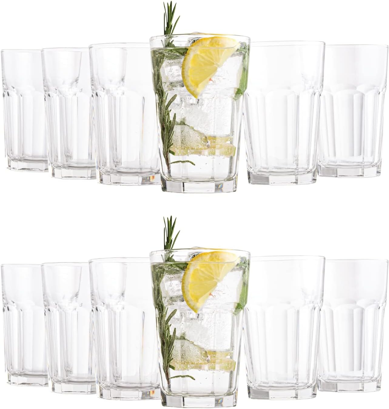 Vikko Large Drinking Glasses Set of 12 - Durable 14 Ounce Cups