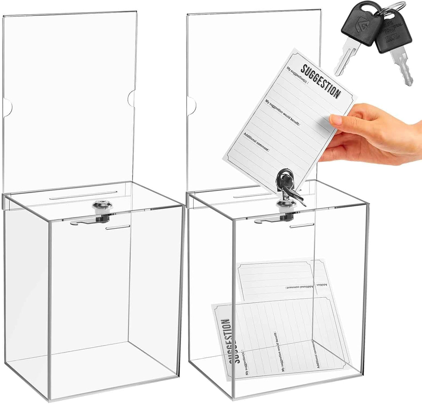 Acrylic Donation Box Set with Lock for Fundraising and Raffles