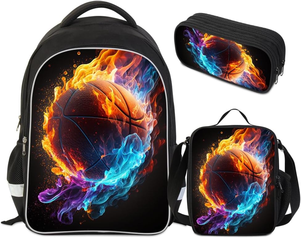 Basketball Backpack Set for School with Lunch Box for Boys