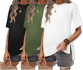 Maternity Shirts 3 Pack Short Sleeve Oversized Pregnancy Tops - S-XXL