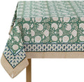 Turquoise Moss Green Cotton Rectangular Tablecloth 60x108 in