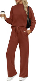 Two Piece Sets for Women Fall Outfits Lounge Sets - Mock Neck Travel