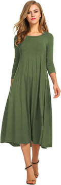 HOTOUCH Women's 3/4 Sleeve A-line Flare Midi Dress (Style 8153)