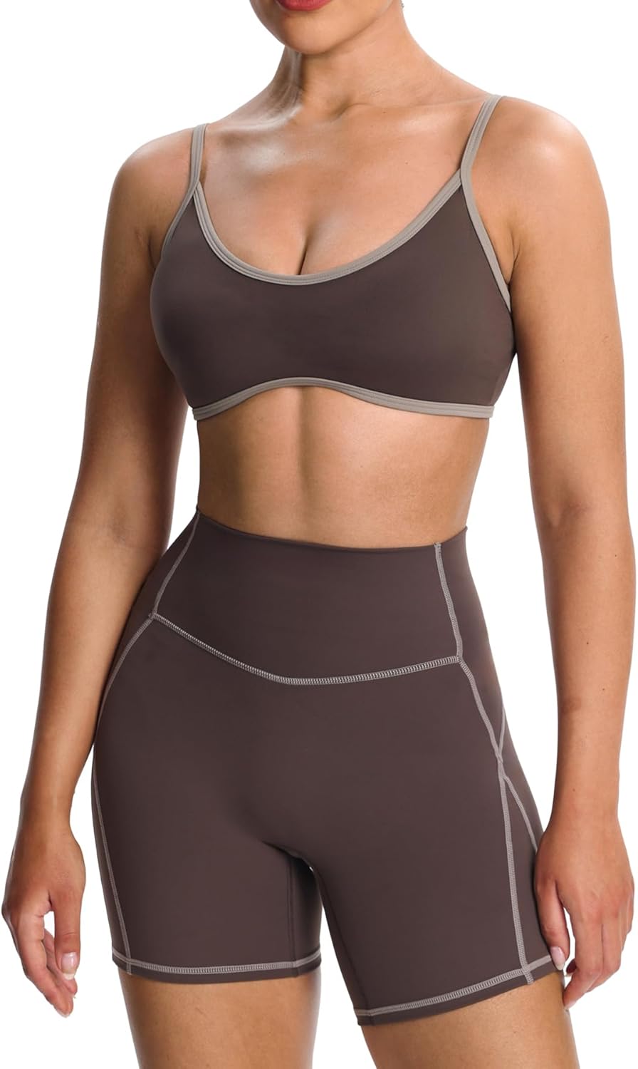 Aoxjox Women's Color Block Workout Sports Bra for Fitness