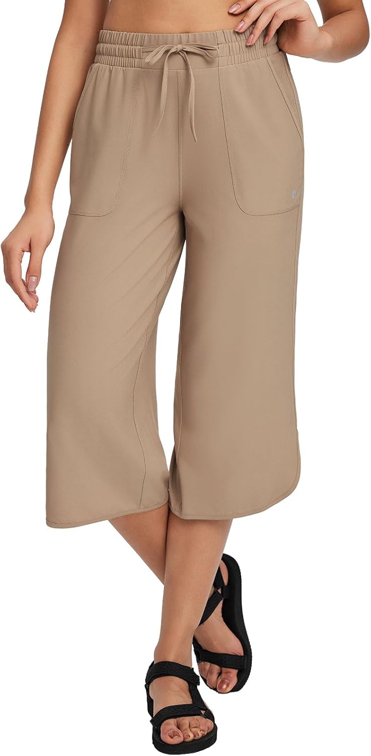 Baleaf Women's Capri Pants Wide Leg Plus Size Quick Dry Style
