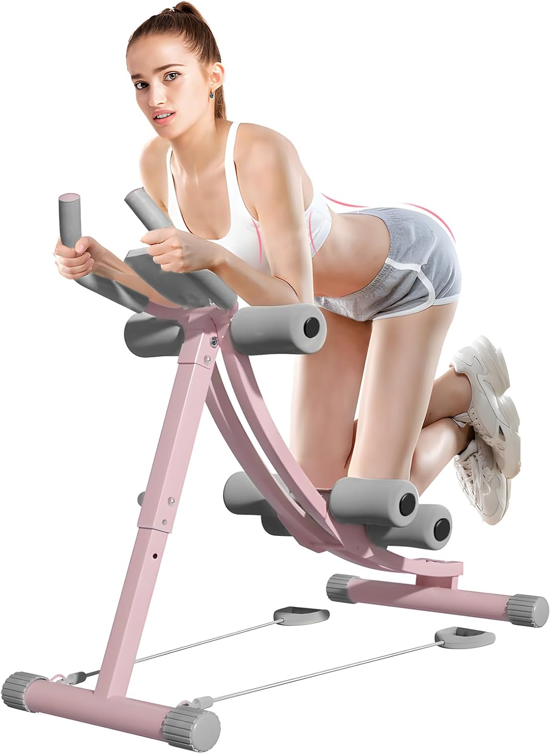 Pink Dual-Track AB Trainer for Effective Stomach Workout