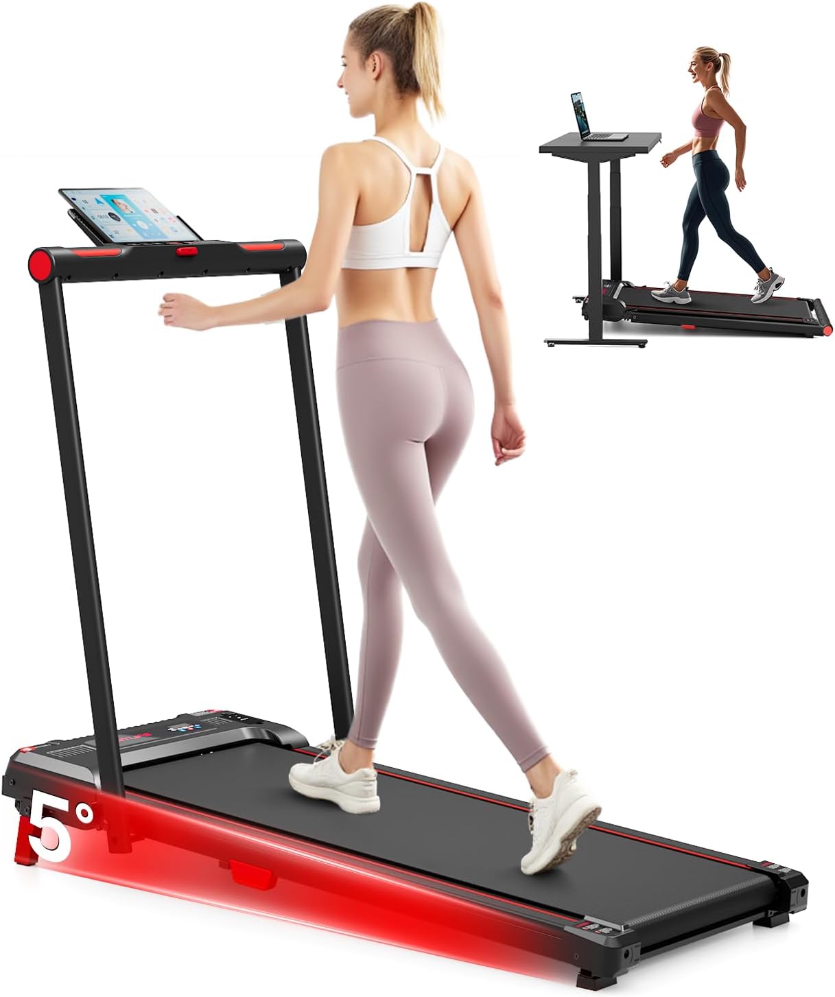 Incline Walking Pad with Handle Bar for Home Exercise