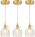 Mini Pendant Lights Kitchen Island 3 Pack - Adjustable Tulip Glass