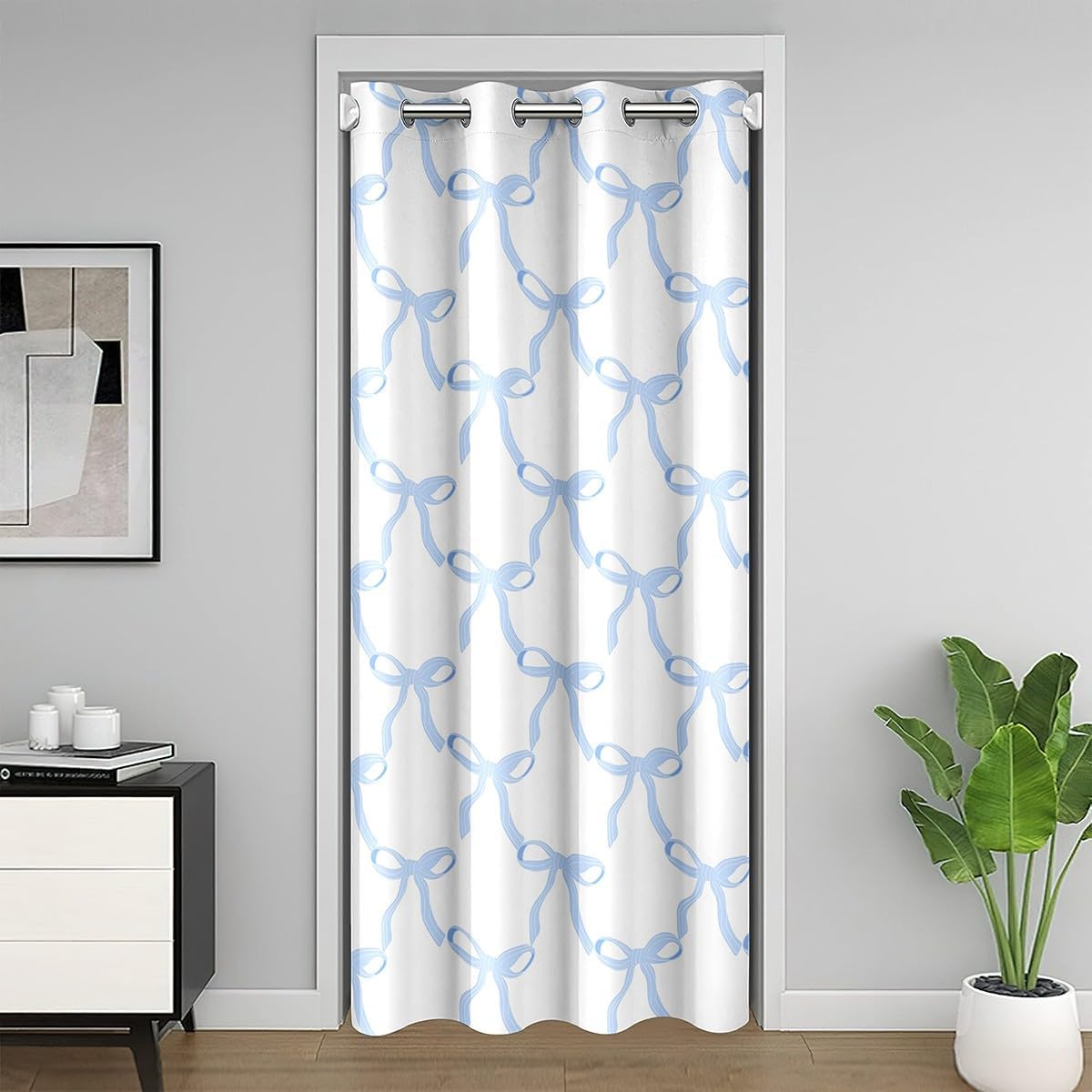 Blue Bow Print Blackout Curtain - Cute Privacy Solution!