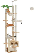 Floor to Ceiling Cat Tree 93.3ft -100.8ft Height Adjustable - Tall Cat