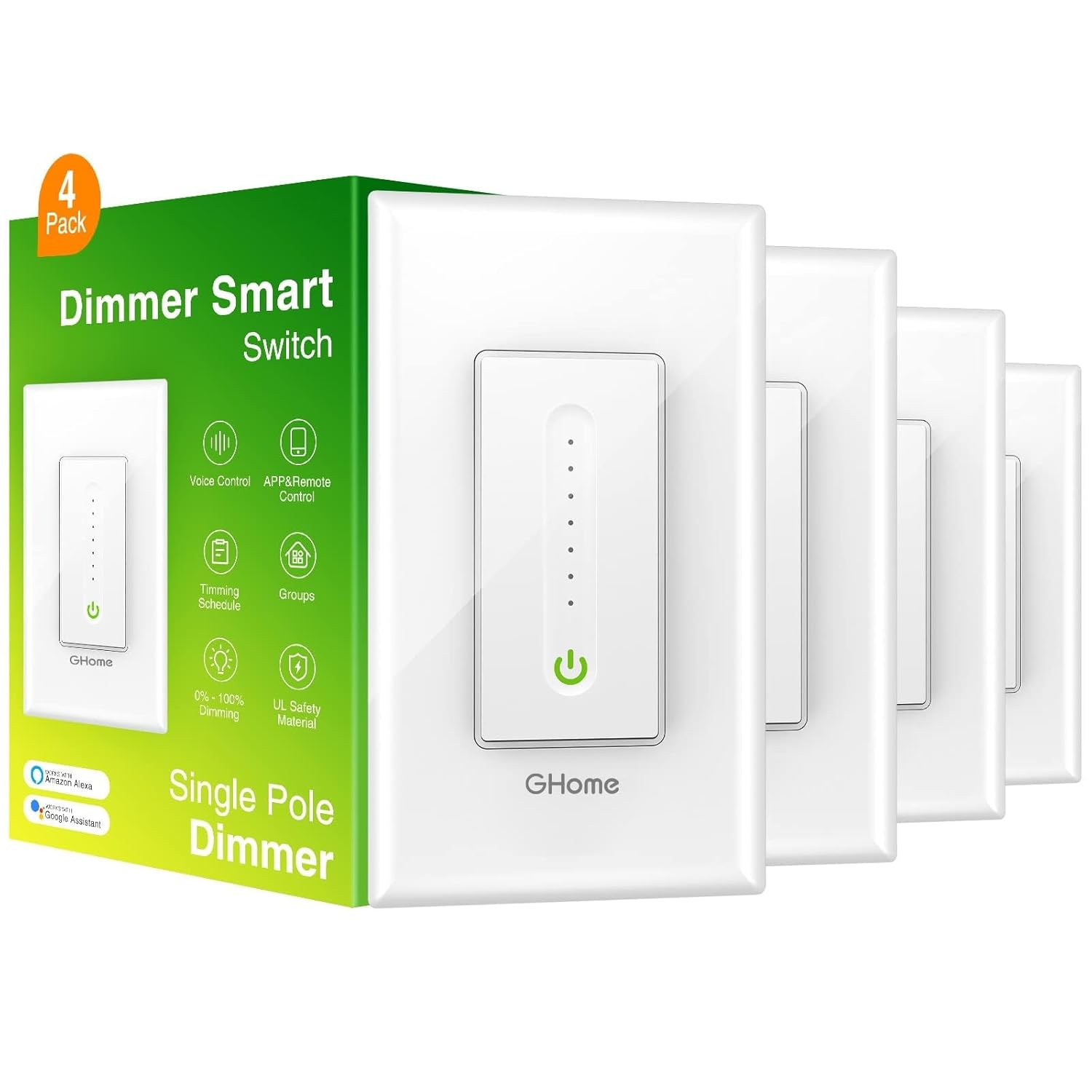 GHome Smart Dimmer Switch for Alexa and Google Home Control