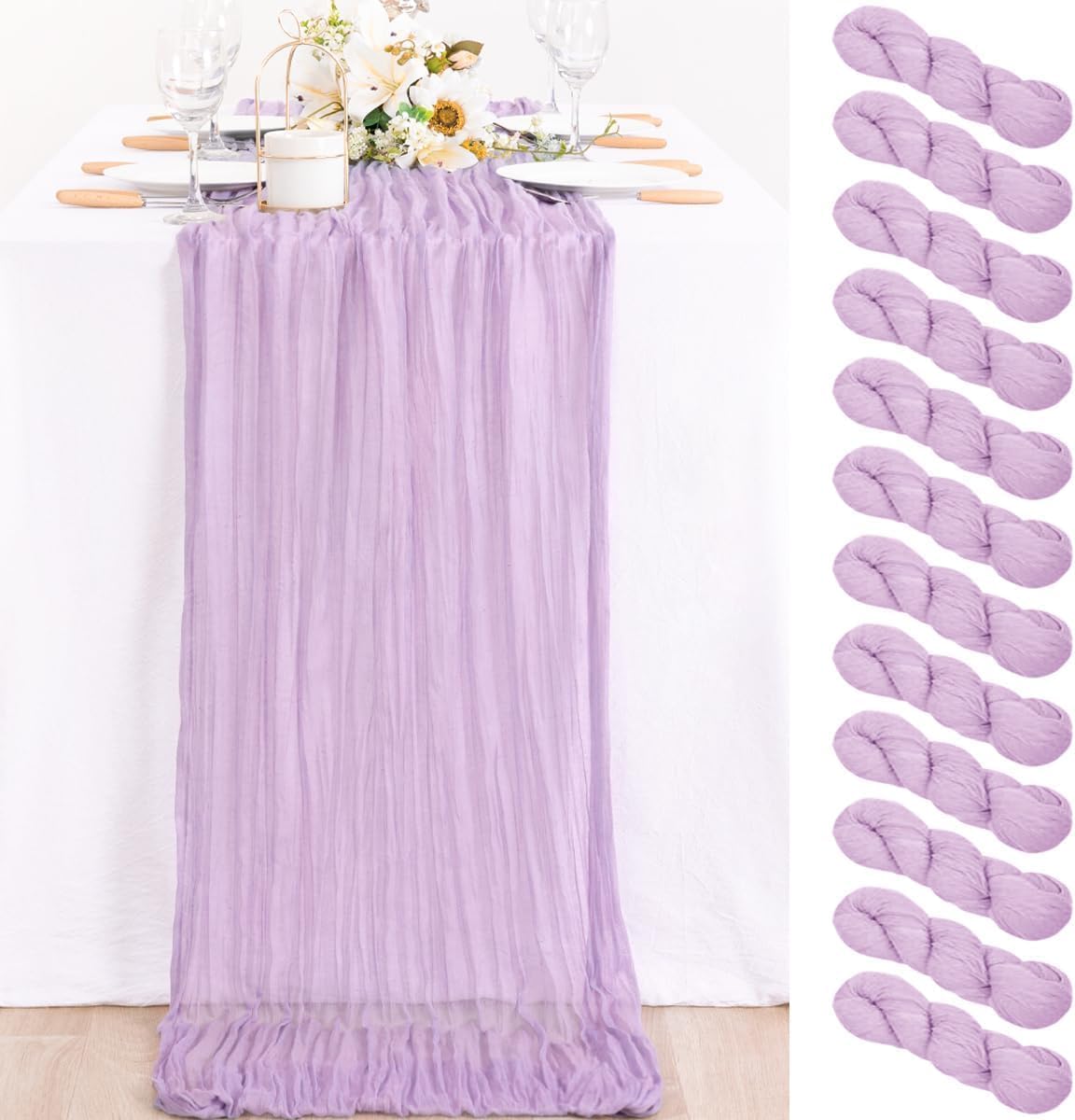 MLMC 12 Pack Lilac Purple Table Runner for Rustic Decor