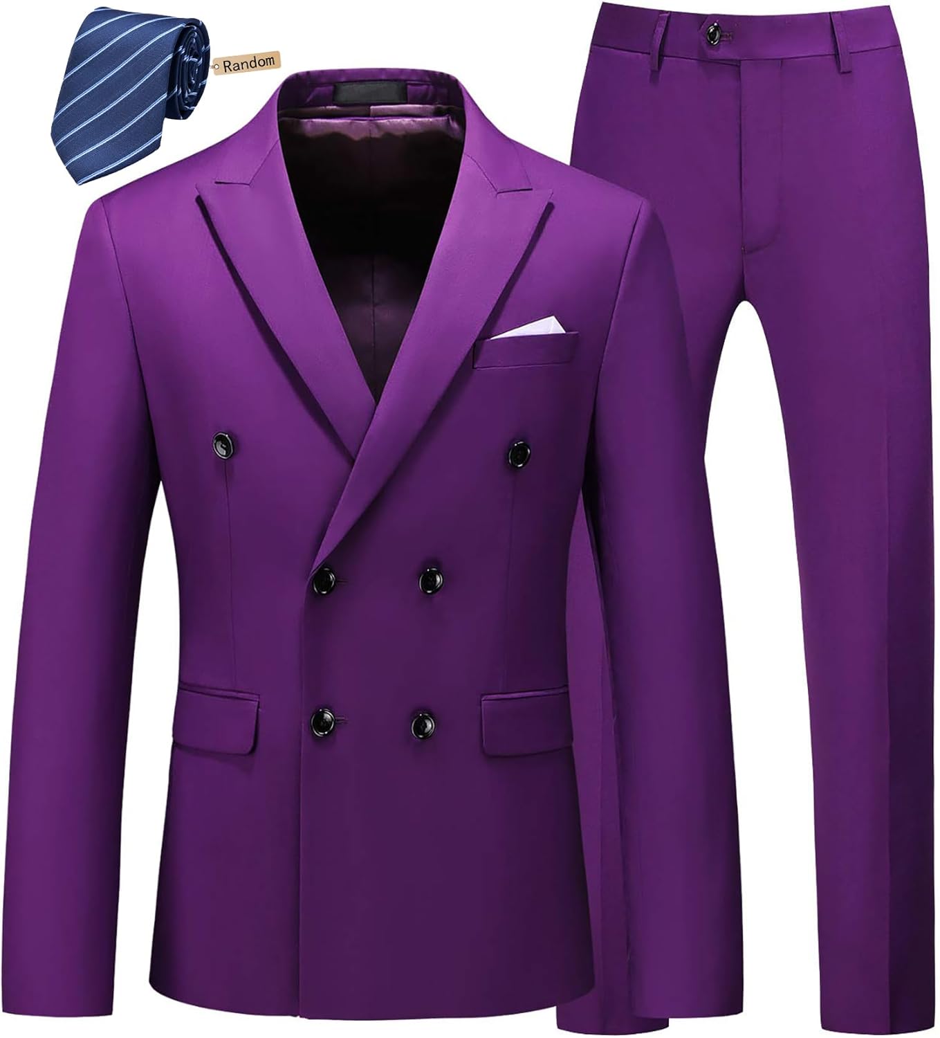 MOGU Mens Slim Fit Double Breasted Tuxedo for Weddings and Prom