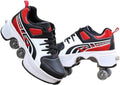 Double-Row Deform Wheel Automatic Walking Shoes - 2-in-1 Removable