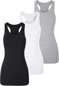 Long Tank Tops for Women Racerback Camisoles - Extra Long Cotton Blend