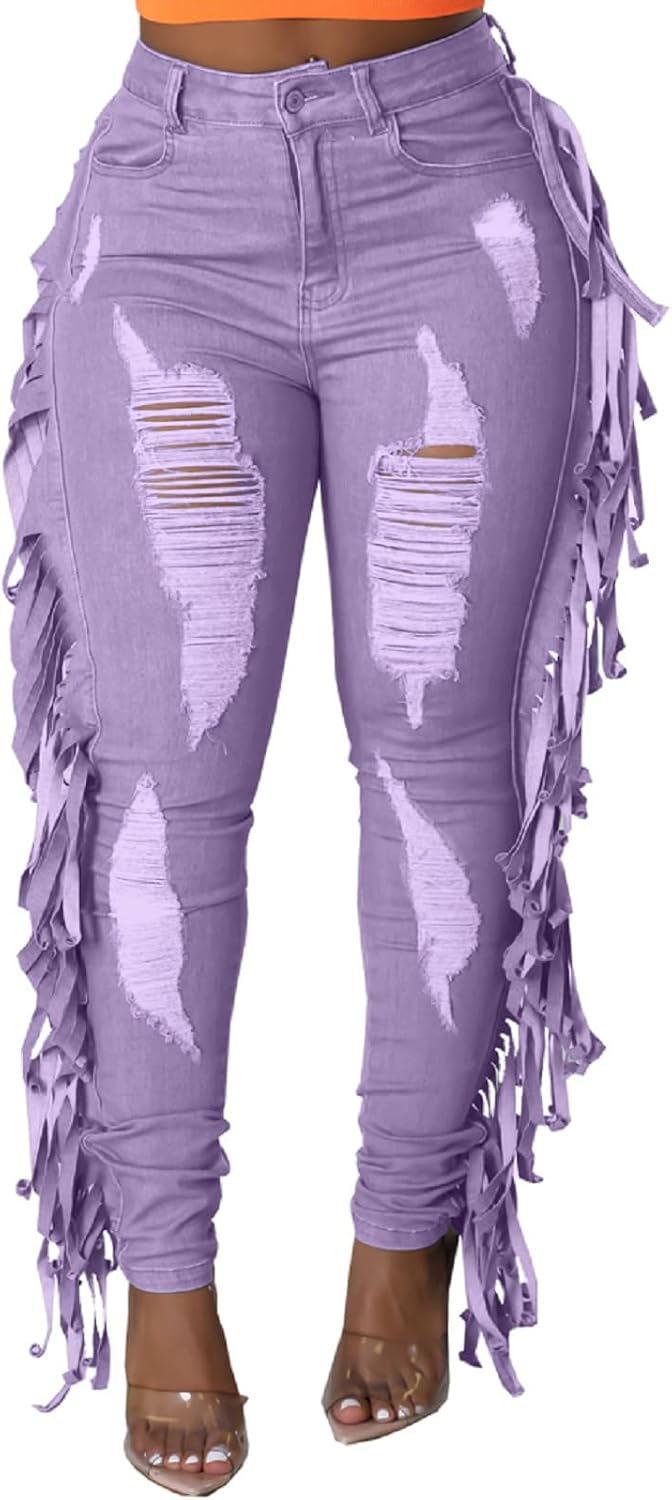 SeNight Women's High Waisted Ripped Jeans for Trendy Style