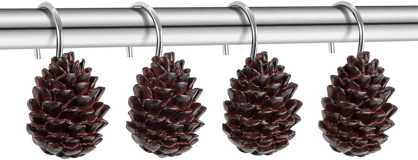 Bronze Pinecone Shower Hooks Set of 12
