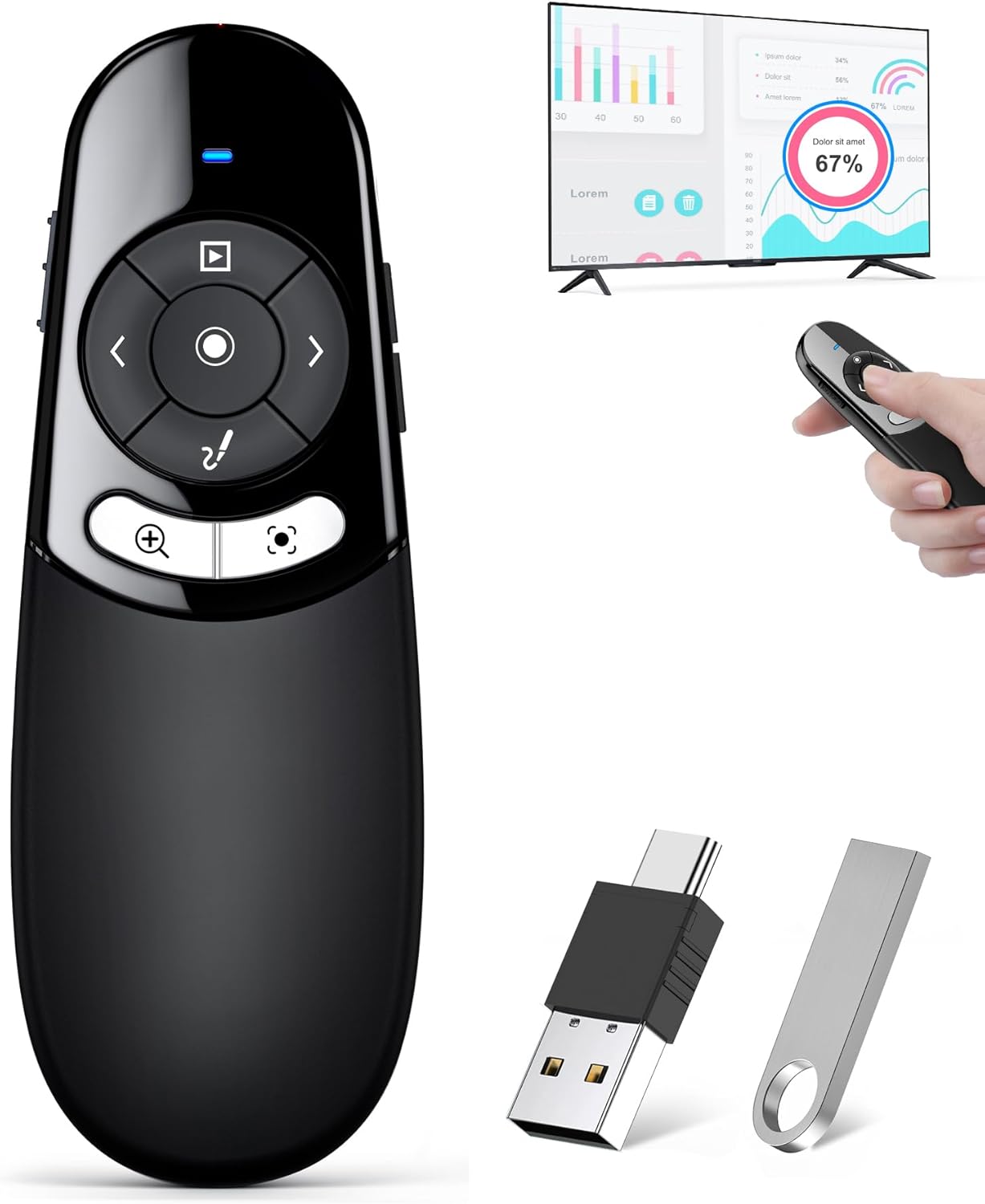 Wireless Presentation Clicker for TV LED LCD Screen Use