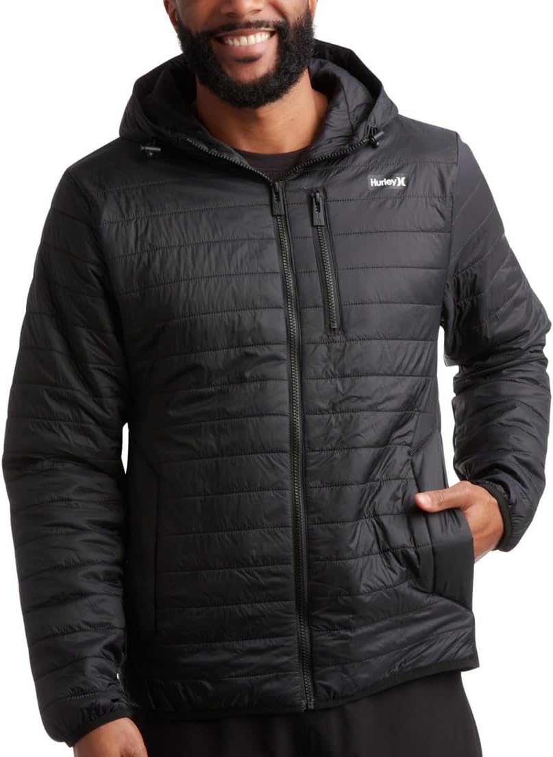 Hurley Men's Lightweight Packable Puffer Jacket for All Seasons