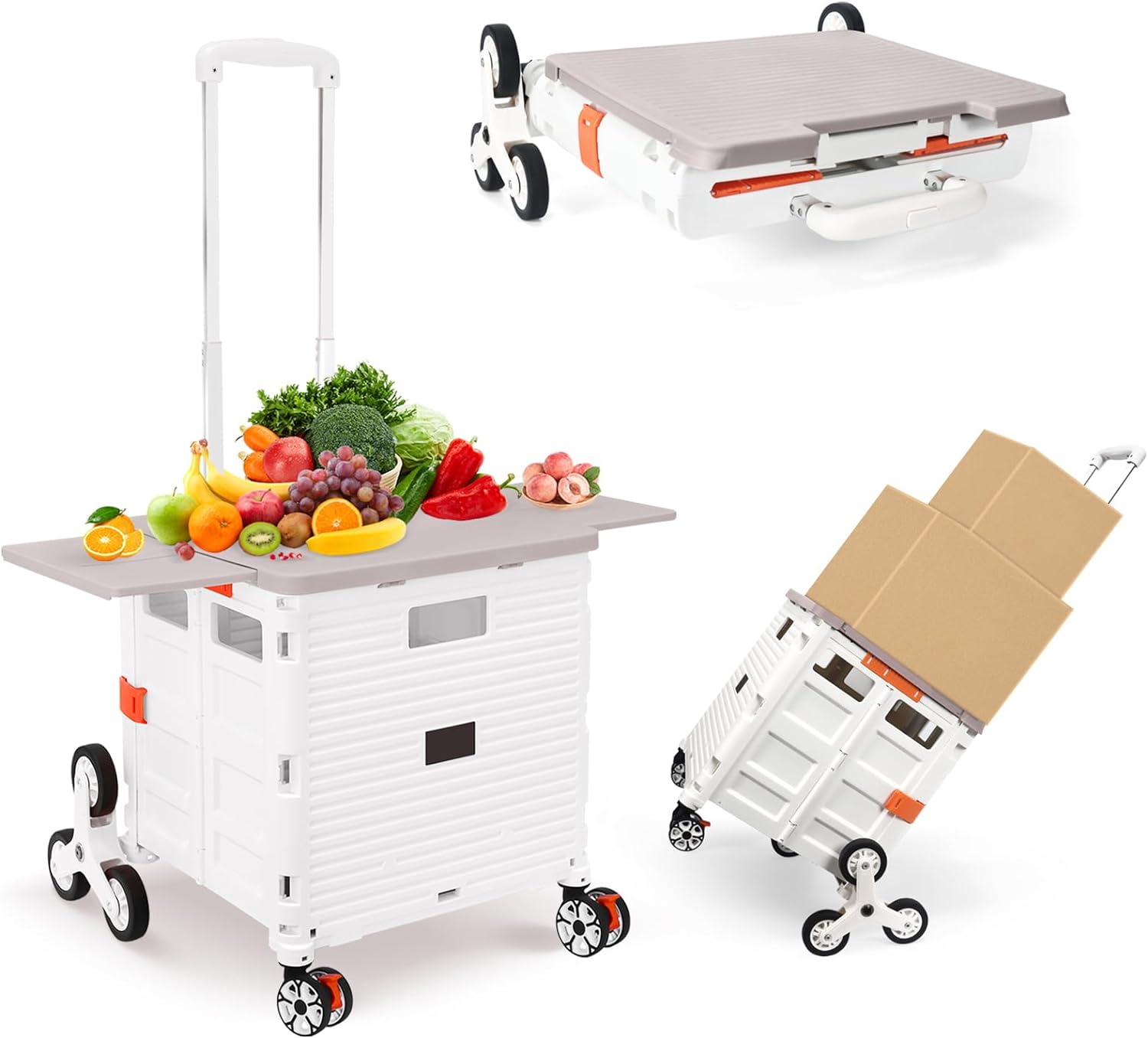 Foldable Utility Cart with Stair Climbing Wheels for Easy Transport