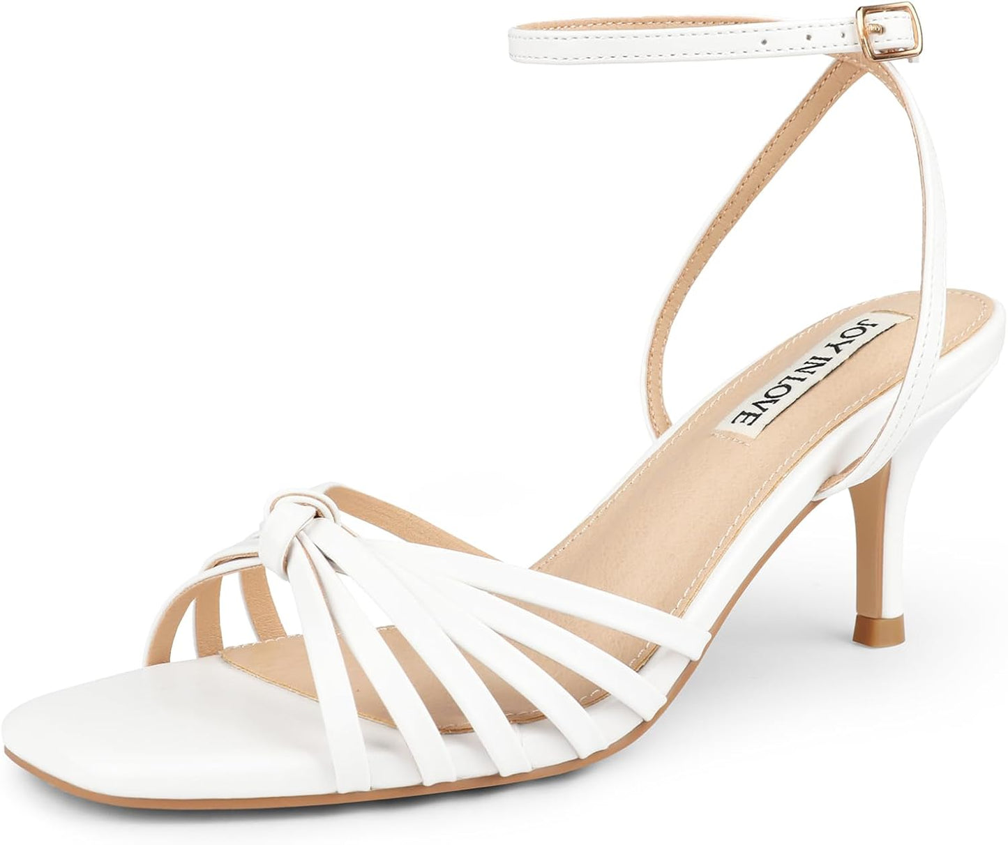 JOY IN LOVE Women's Kitten Low Strappy Heels for Comfort
