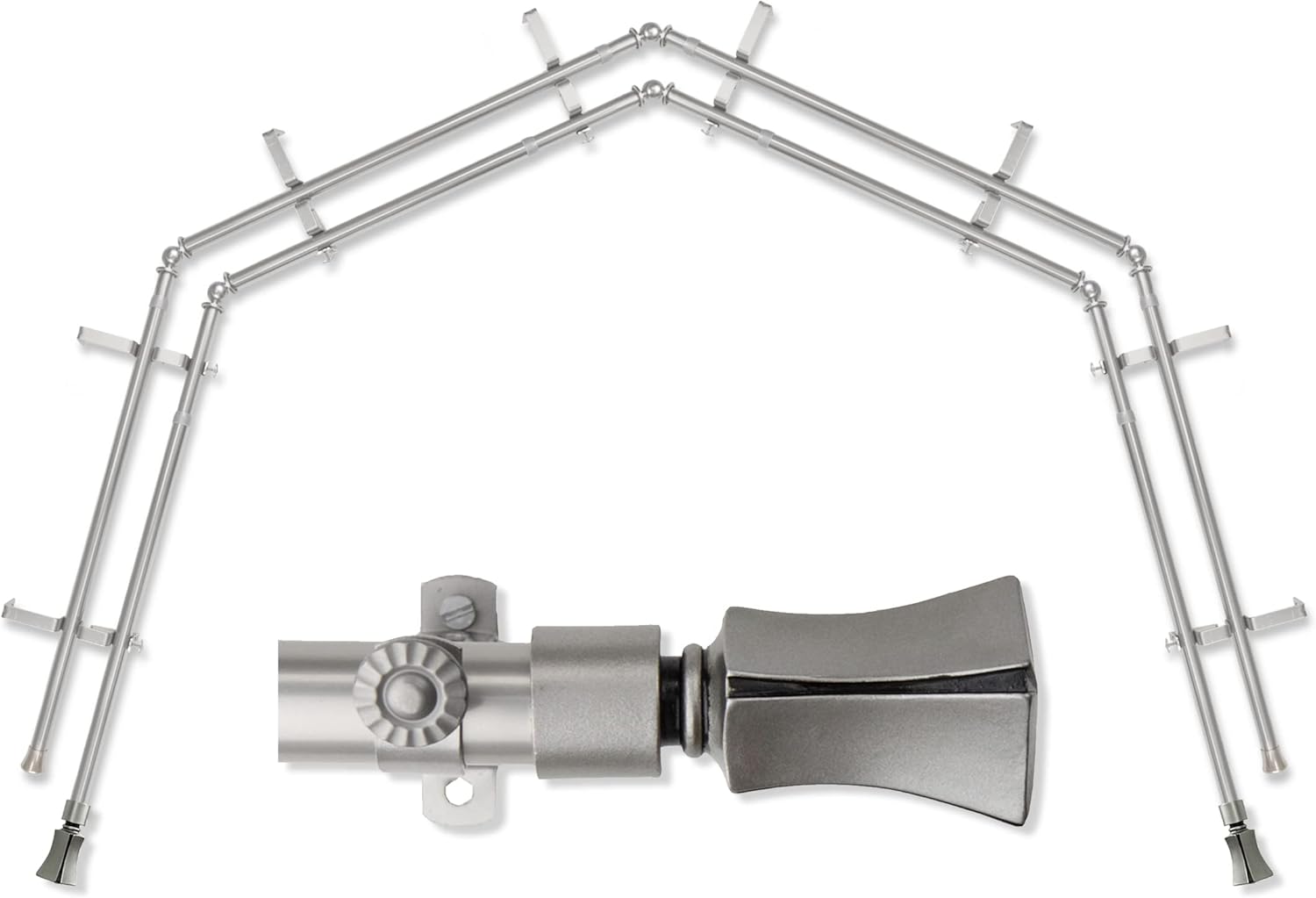 Satin Nickel Double Bay Window Rod - Stylish 4-Sided Design!
