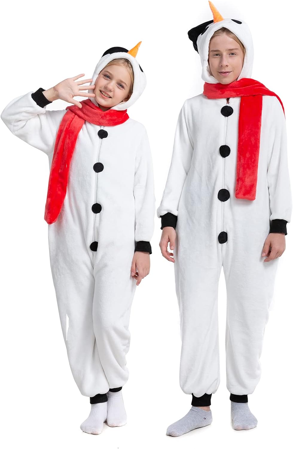 HSCTEK Kids Christmas Flannel Onesie with Hood for Family Fun