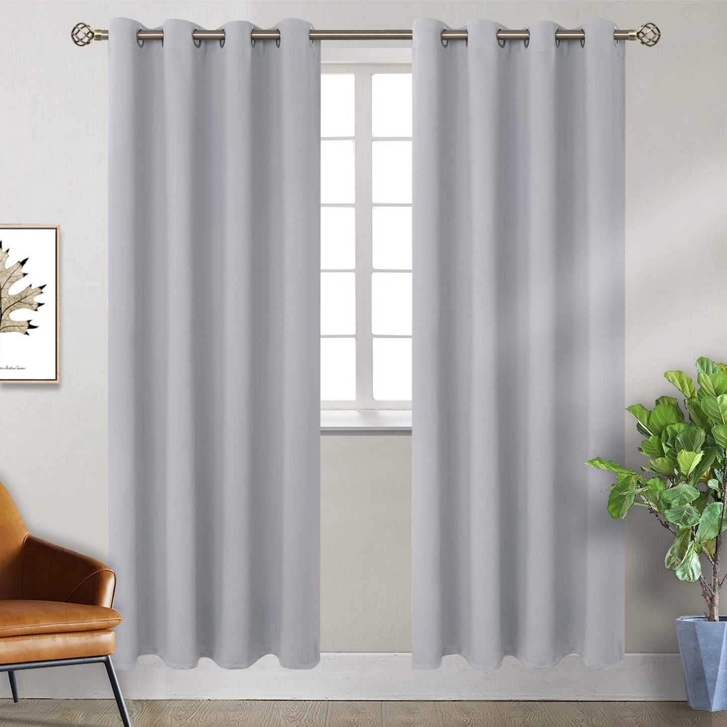 BGment Room Darkening Curtains for Bedroom - Light Grey Set