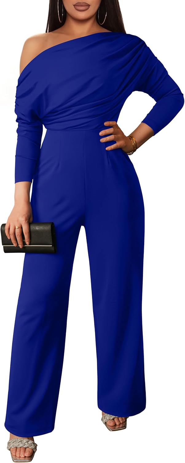 Elegant Women's Off Shoulder Wide Leg Jumpsuit for Fall Style