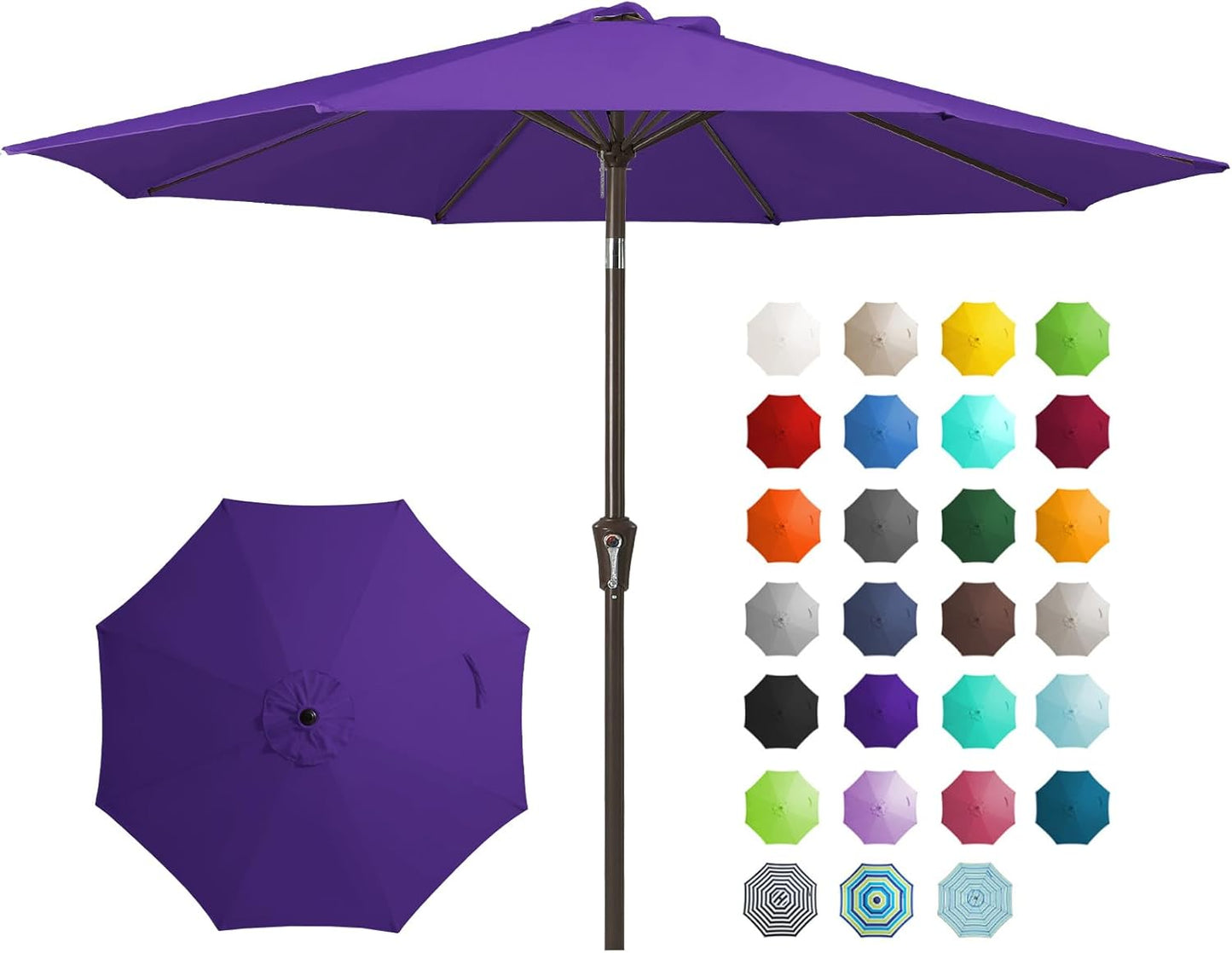 9FT Outdoor Patio Umbrella with Push Button Tilt and Crank