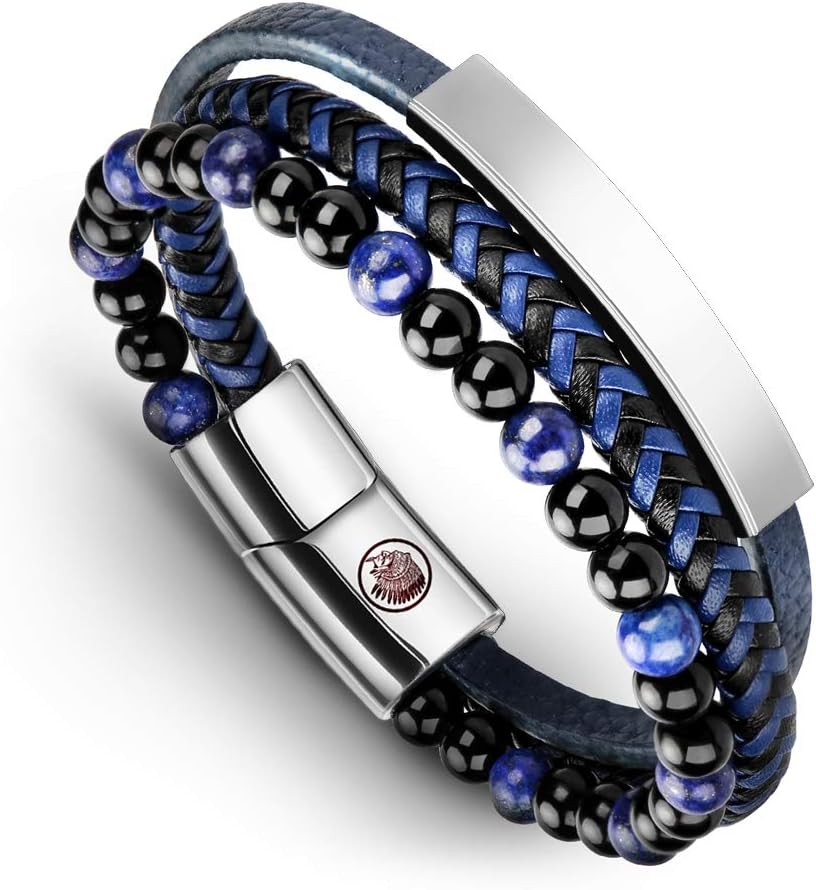 Premium Hand-Braided Leather Men's Bracelet - Magnetic Clasp, Gift Boxed