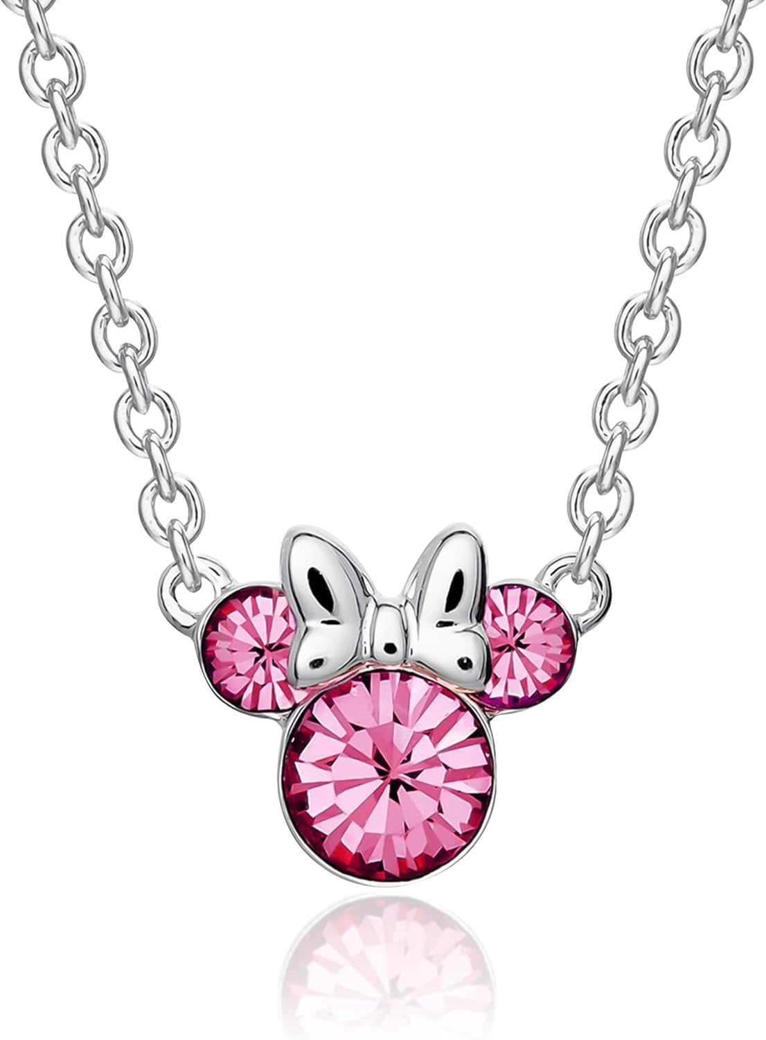 Minnie Mouse Birthstone Necklace - Sparkling Crystal Pendant