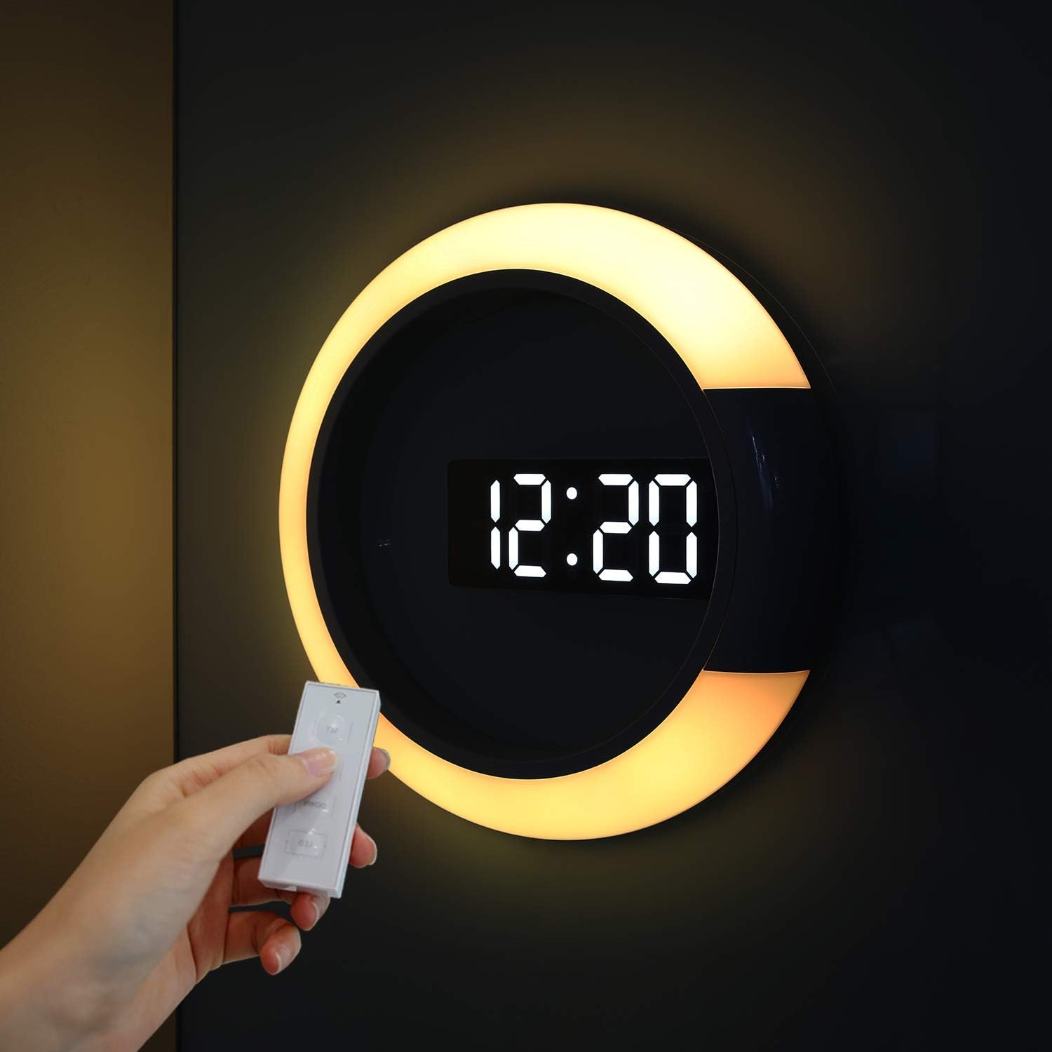 mooas Mood Light LED Silent Digital Wall Clock for Home Use