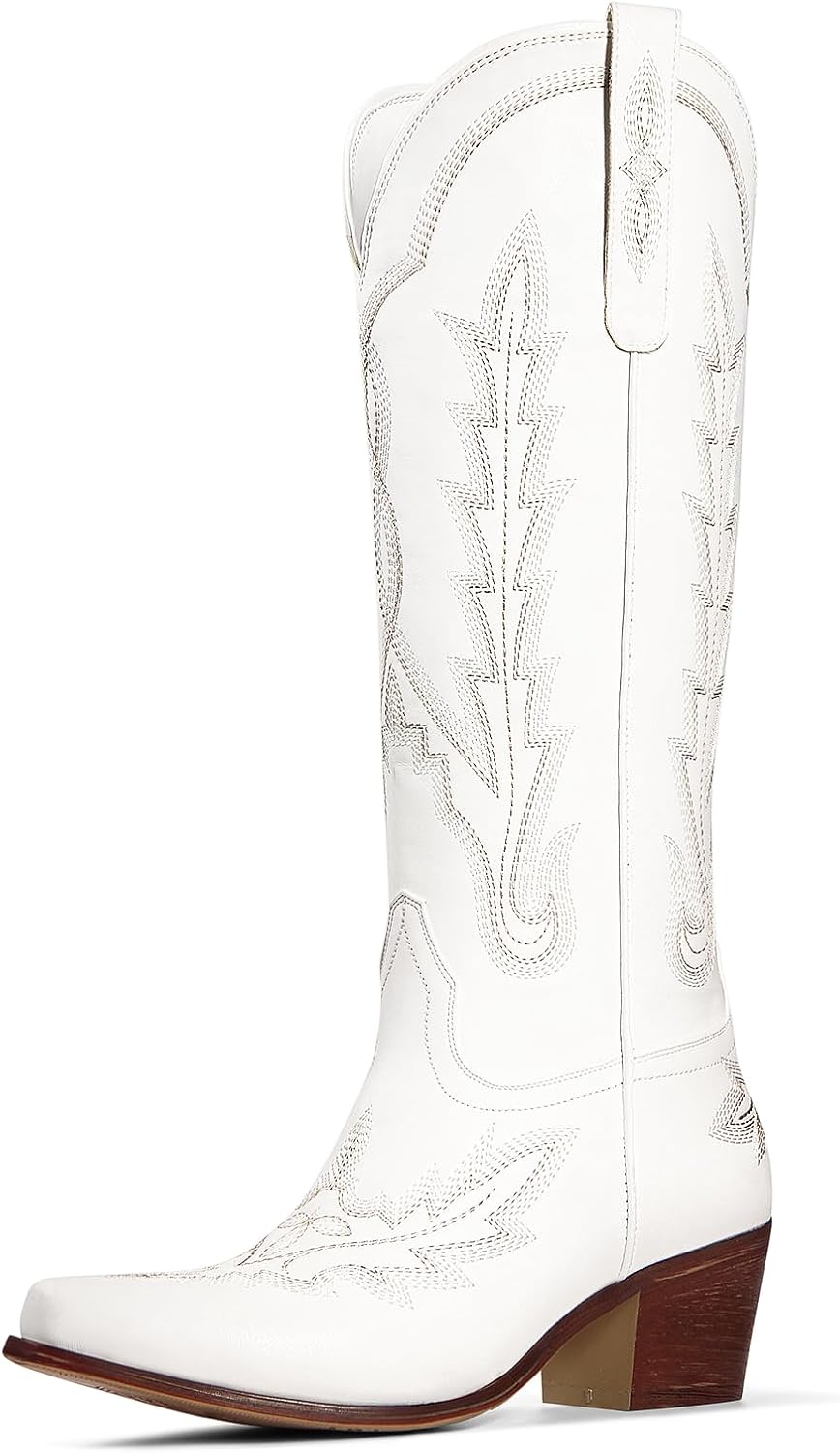 Ouepiano Cowboy Boots for Women with Classic Embroidery Style