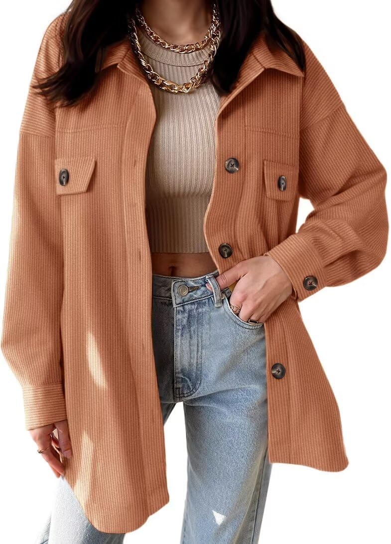 VICHYIE Womens Corduroy Shacket Blouses for Stylish Comfort