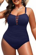 Plus Size Navy Blue One Piece Swimsuit for Women - Tummy Control