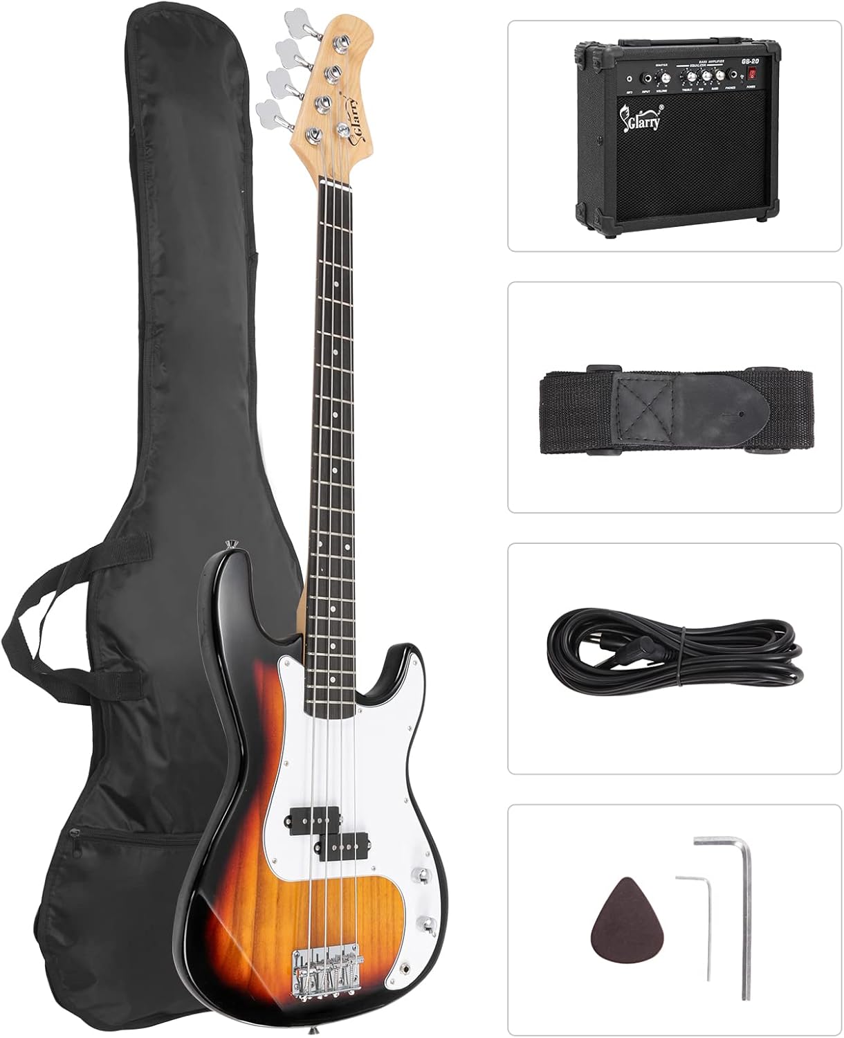 GLARRY Electric Bass Guitar Kit - Ideal for Beginners!