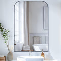 Bathroom Mirror Black Metal Framed Wall-Mounted Mirror 24x36 in