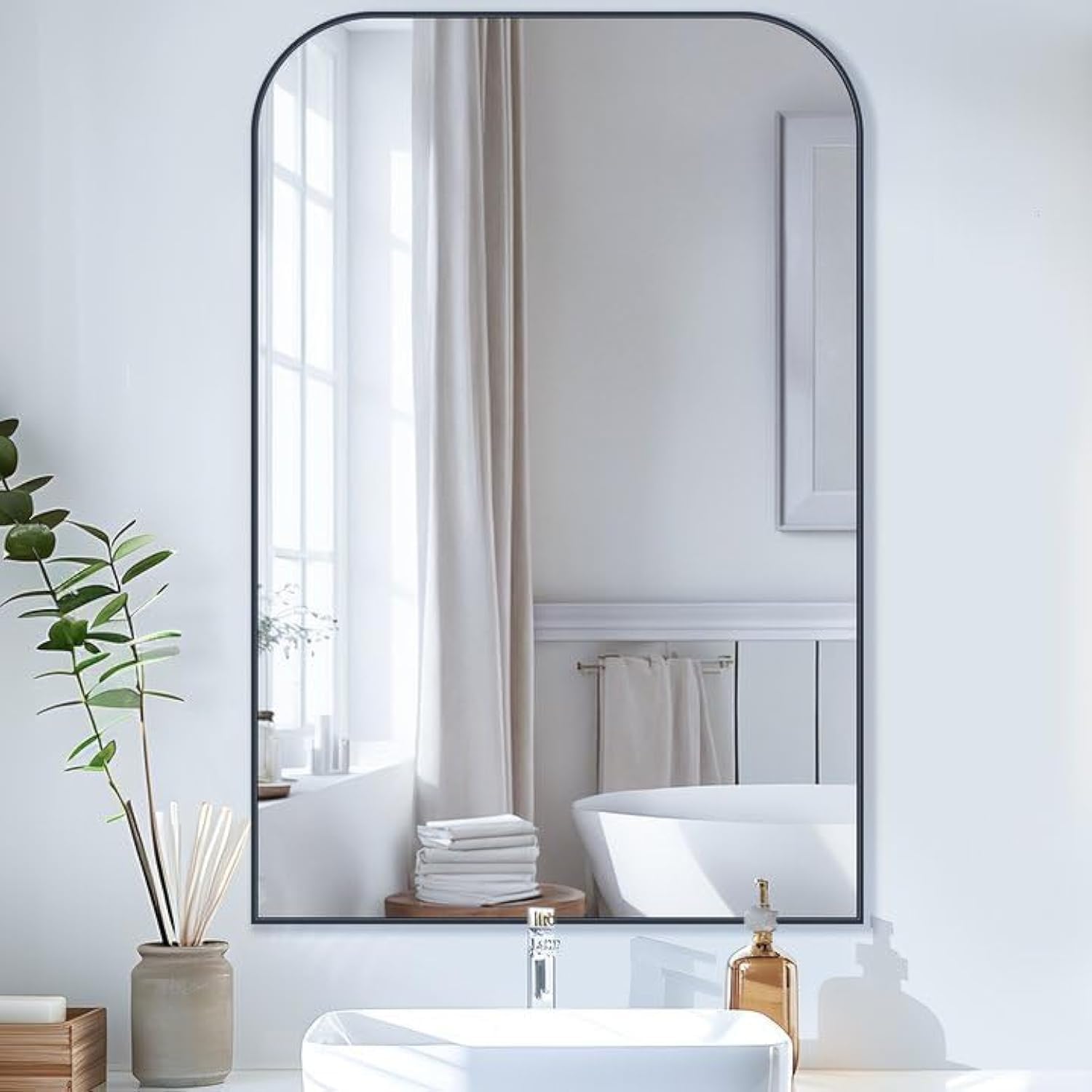 Stylish Black Metal Framed Bathroom Mirror for Any Space