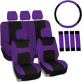 FH Group Full Set Car Seat Covers Cloth Universal Fit - Purple