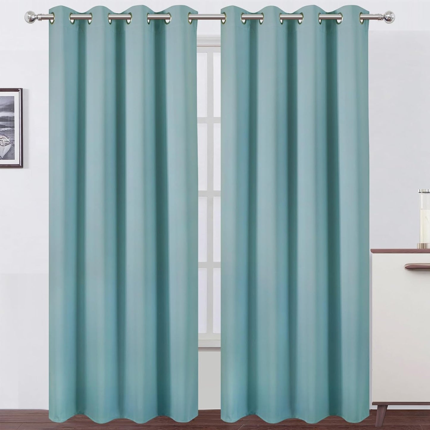 Stone Blue Thermal Blackout Curtains for Bedroom - 52 x 95 Inch