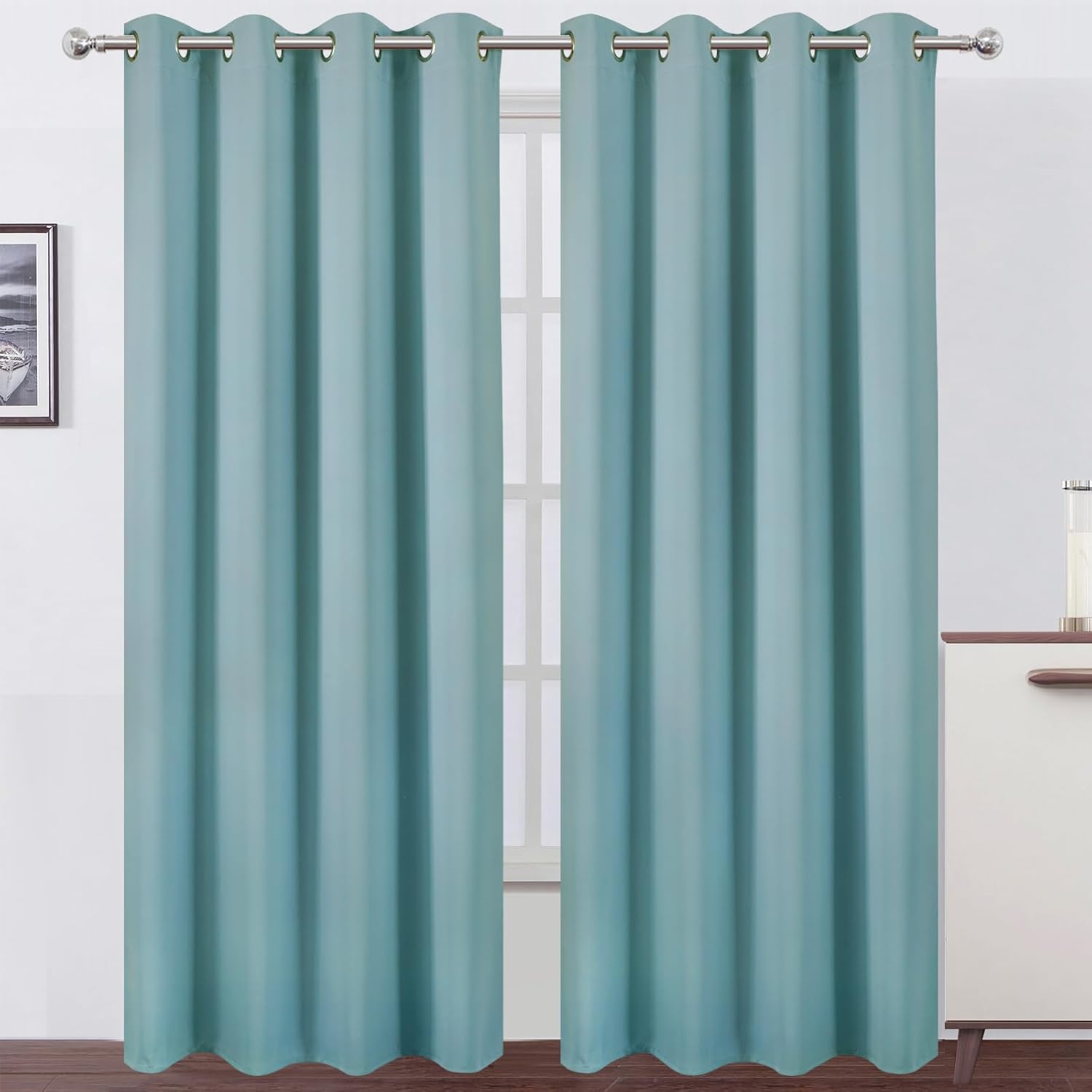 Stone Blue Thermal Blackout Curtains for Bedroom - 52 x 95 Inch