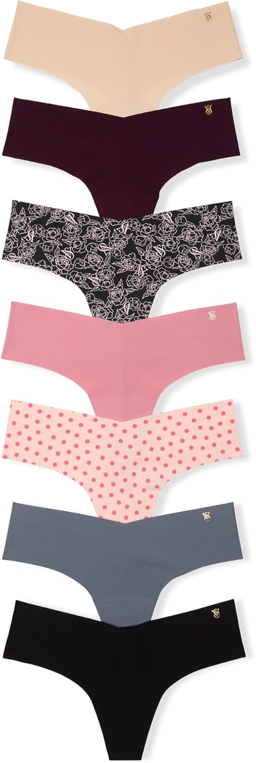 Victoria's Secret Women's No Show Thong Underwear Multi Pack
