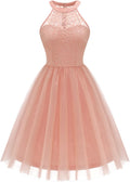 Dressystar Women's Halter Lace Tulle Cocktail Party Dress - Elegant