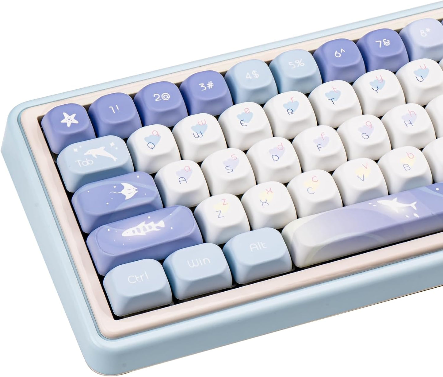 Blue White PBT Keycaps Set for Custom Mechanical Keyboards