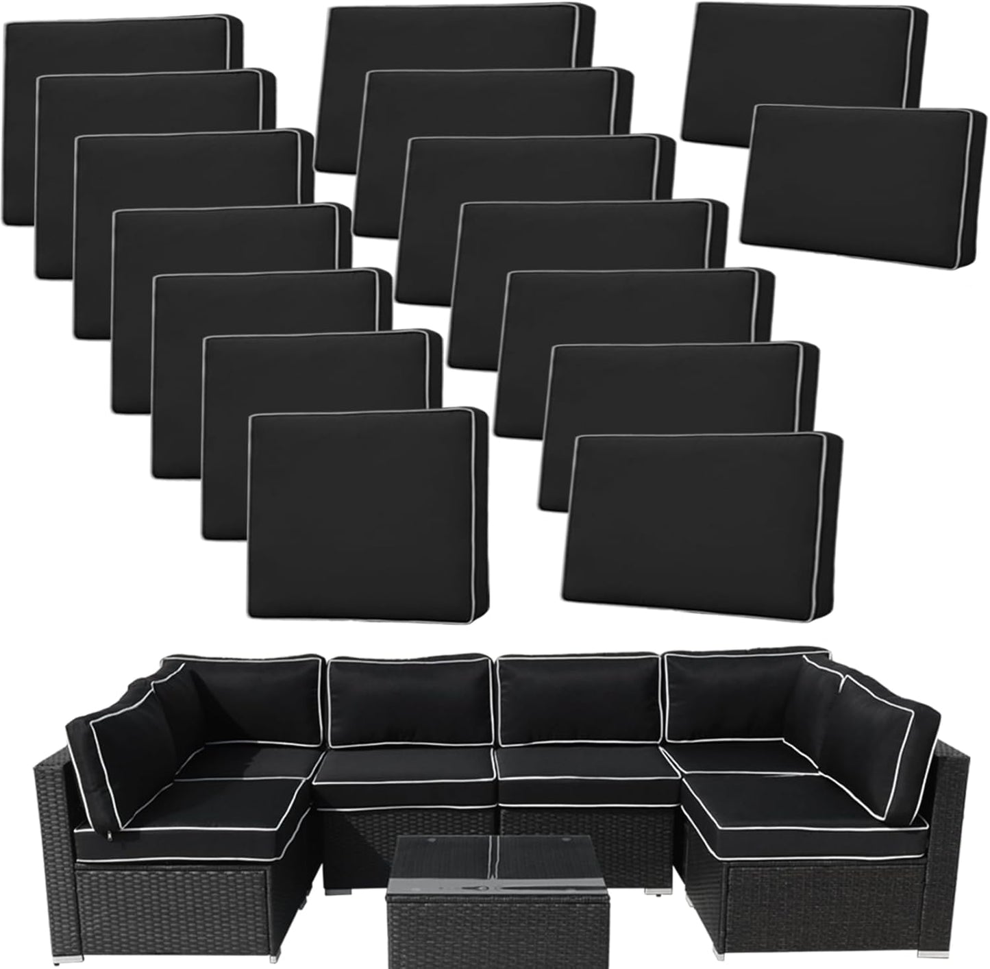 14 Pieces Patio Cushion Covers Replacement for Outdoor Furniture