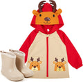 Toddler Raincoat and Boots Set for Kids - Adorable Reindeer Design