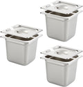 HECMAC 1/6 Size 6in Deep Anti-Jam Hotel Pans - Heavy Duty Stainless
