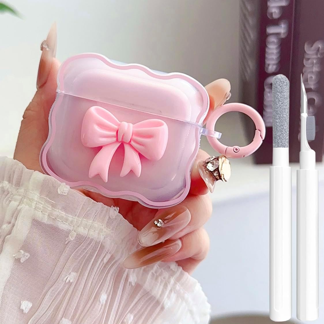 OTOPO Cute AirPods 4 Clear Case: Bow Design, Shockproof, Kawaii